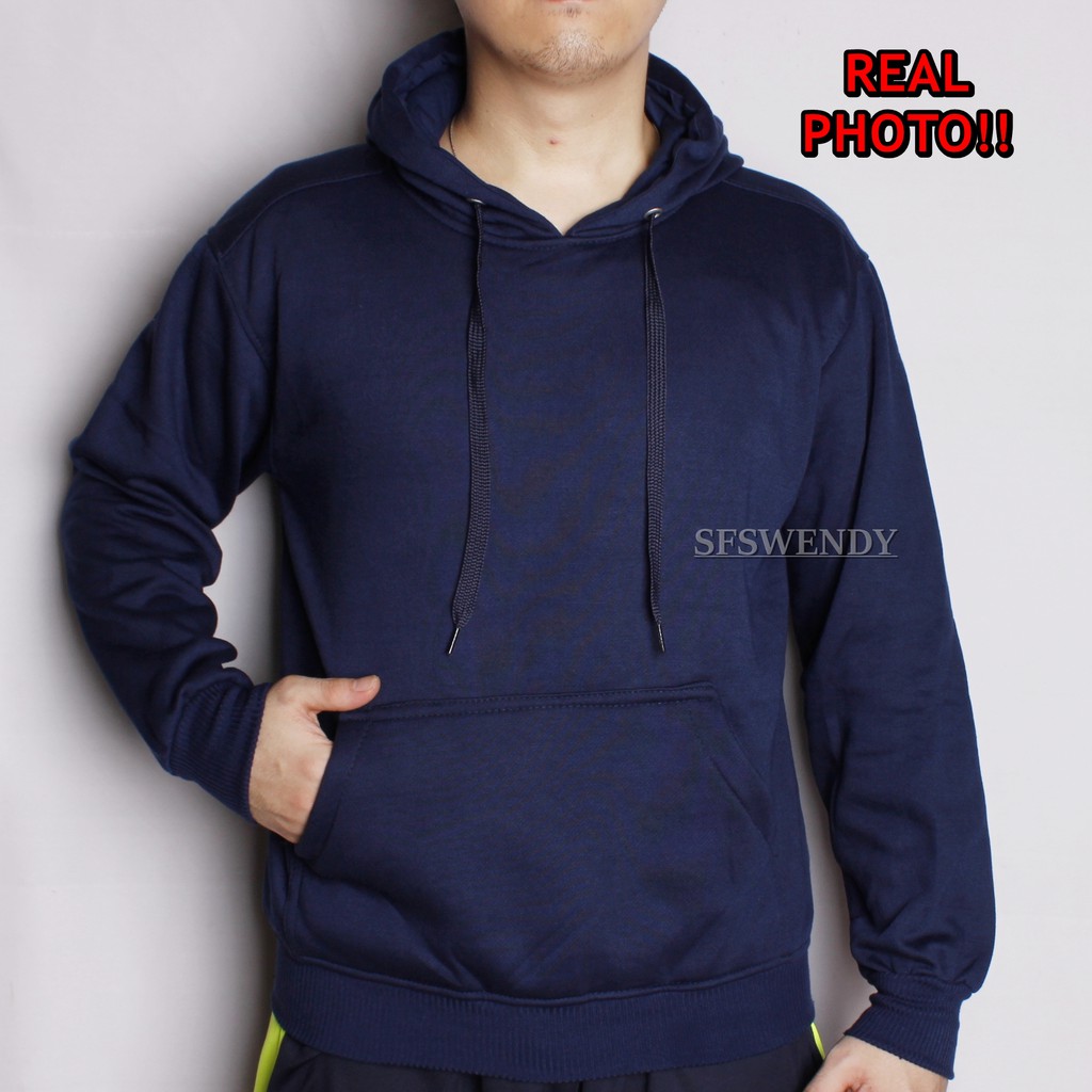 Jaket Pria Hoodie Polos Sweater Jumper Warna Navy biru dongker Big size XXXL original premium