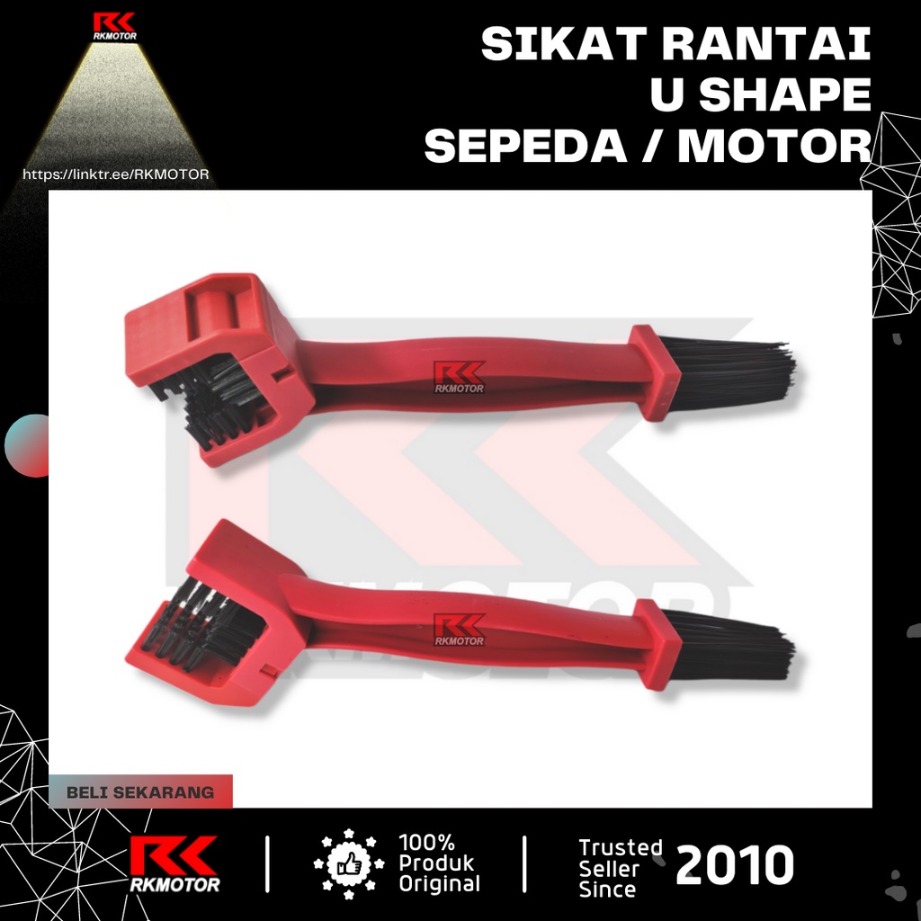 Sikat Rantai Sepeda dan Motor U Shape Alat Pembersih Sprocket Gear-Merah