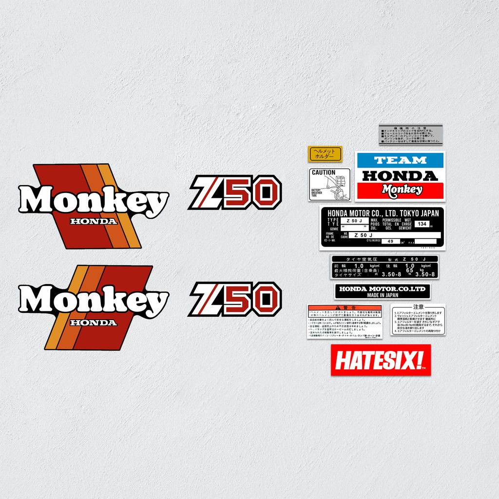 Sticker Decal Honda Monkey Z50 1985 Hatesix