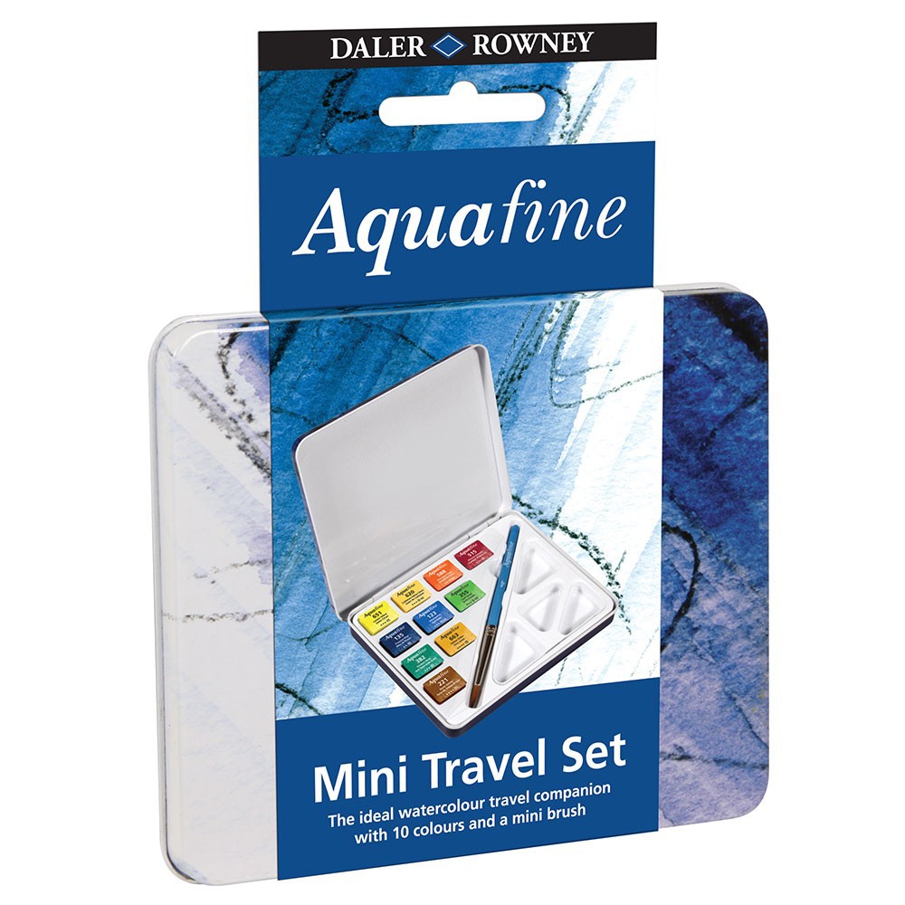 Daler Rowney: Aquafine Mini Travel Watercolor Half Pan Set of 10