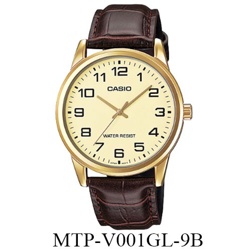 Casio Original MTP-V001GL (Luxurious And Glamorous) Jam Tangan Pria - Gold - Kulit - Analog