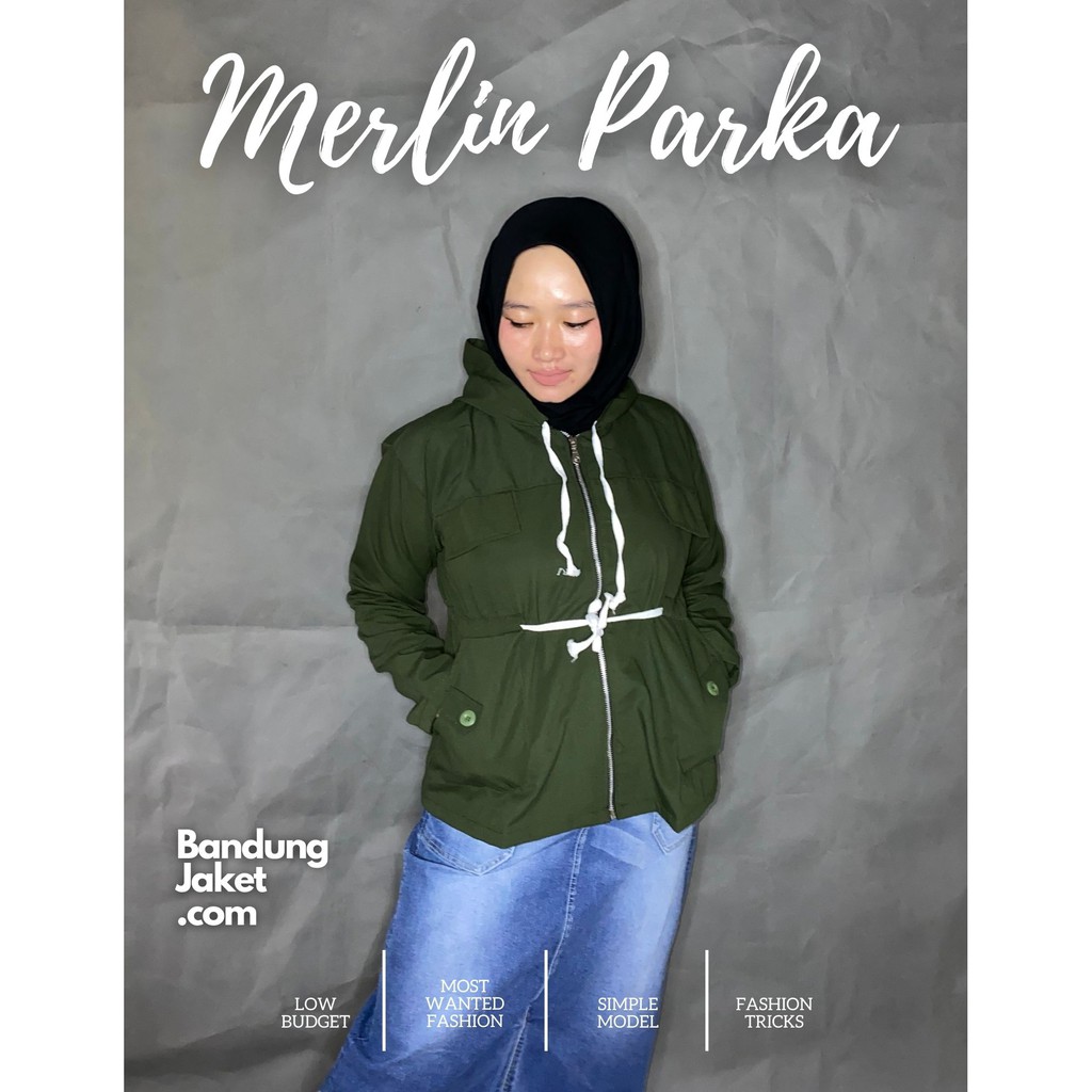 JAKET MERLIN PARKA HOODIE || Jaket Semi Parka cewek