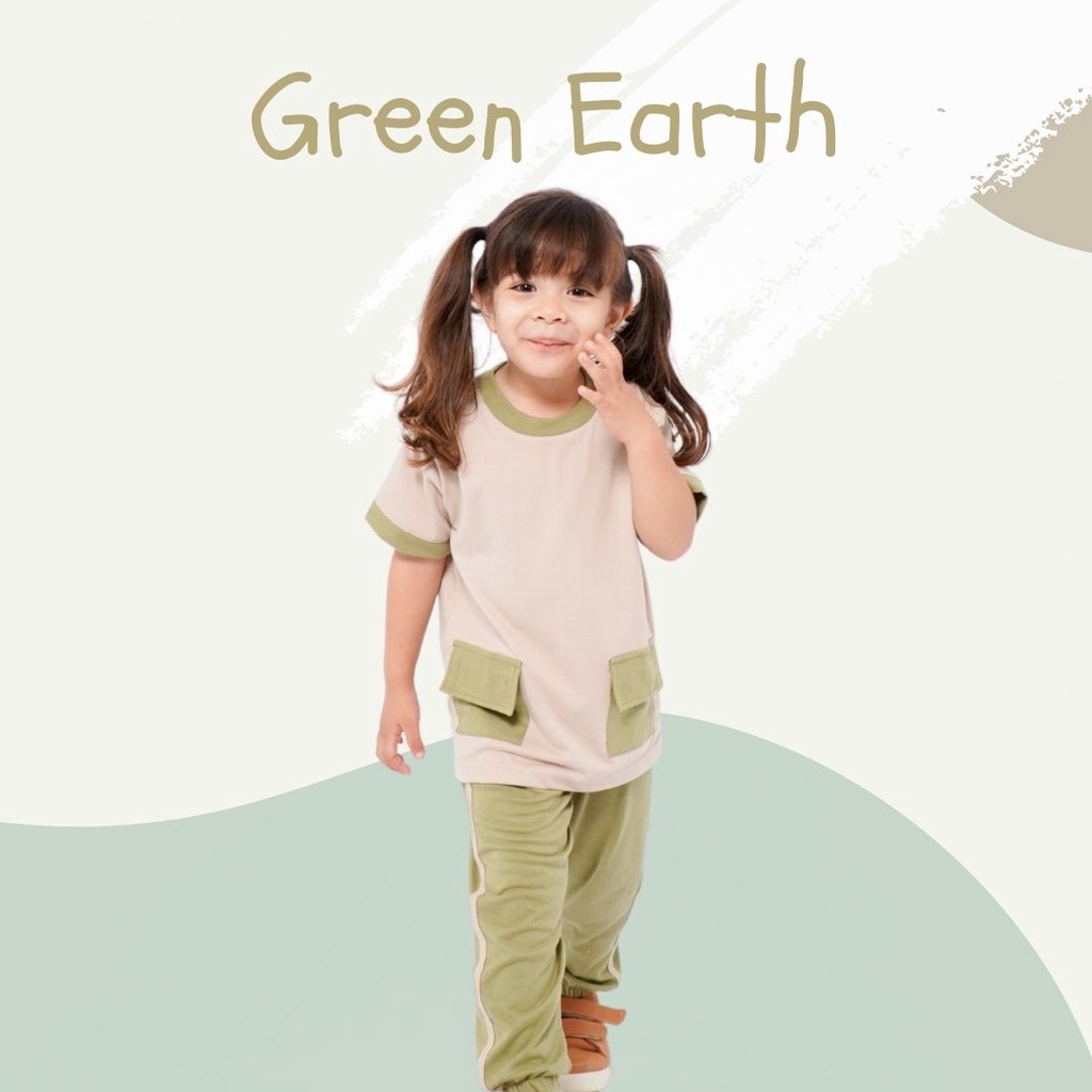 Playset Anak Earthy Series Original Super Premium Setelan Anak Kaos Celana Panjang Unisex