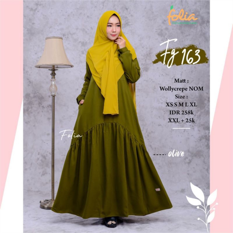 Sale Gamis Folia FG 163 Wollycrepe/Promo Gamis Folia/Sale Gamis Folia FG 163