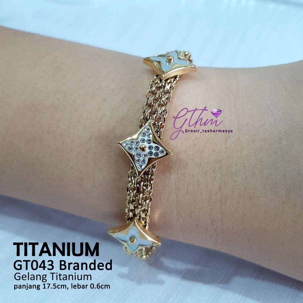 gelang Tangan Wanita Titanium Branded Fashionable Anti Karat gt043 gthm