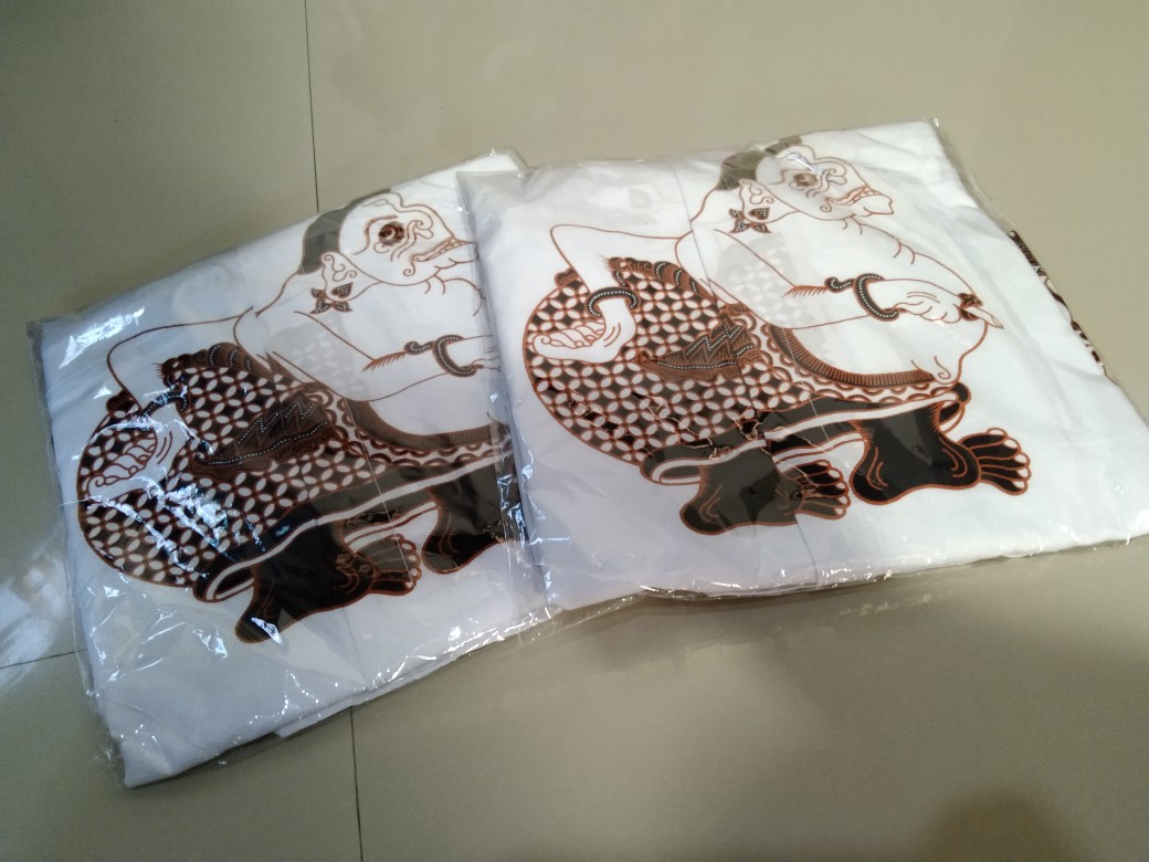 Kemeja Batik Solo Lengan Panjang Eksklusif Bahan Katun Sanforis Semar Putih Lapis Furing Ori Alethea