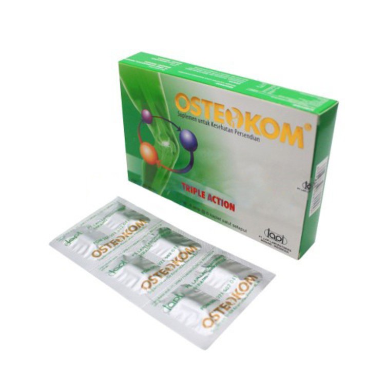 OSTEOKOM Strip 6 Tablet - Suplemen Vitamin Kesehatan Sendi Rematik Osteoarthritis Lutut Tulang