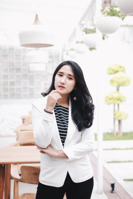 Blazer putih wanita formal  kantor blazer kerja korea lengan tangan panjang /jas kantor putih