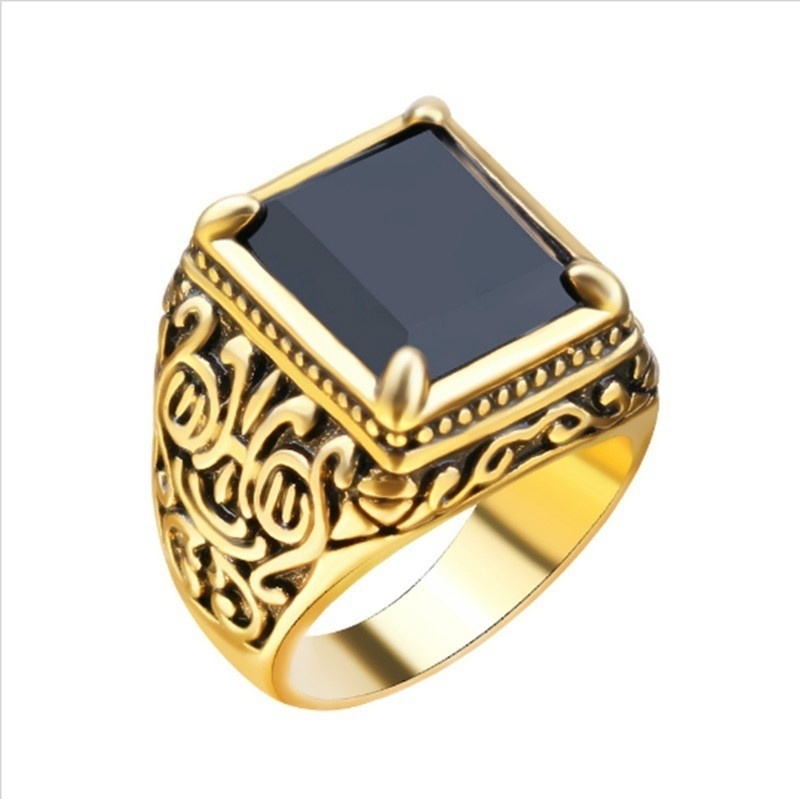 Cincin Retro Klasik Gaya Medieval Punk Warna Hitam Untuk Pria