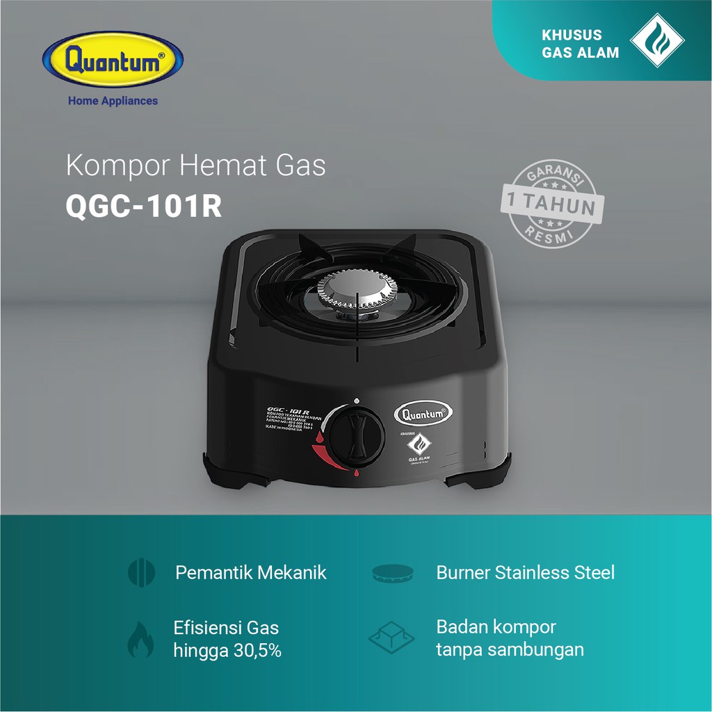 Kompor Gas Quantum 1 Tungku QGC 101 R KHUSUS GAS ALAM / PGN