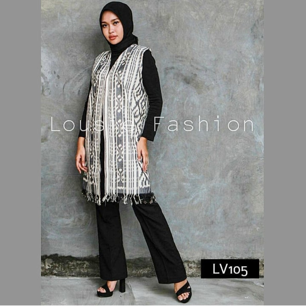 Outer Tenun ikat long vest baju wanita panjang tanpa lengan motif sumba NTT Lombok Toraja Sumbawa XL