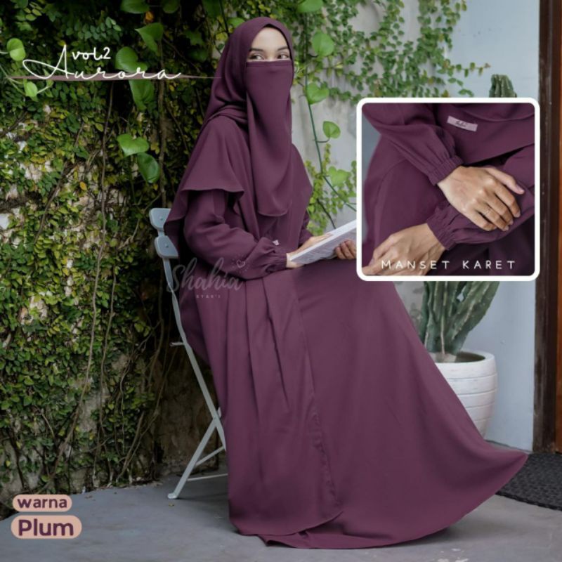 AURORA VOL. 2 SHAHIA GAMIS SET KHIMAR HIJAB JUMBO / GAMIS SYAR'I / DRESS MUSLIM GAMIS POLOS TERBARU
