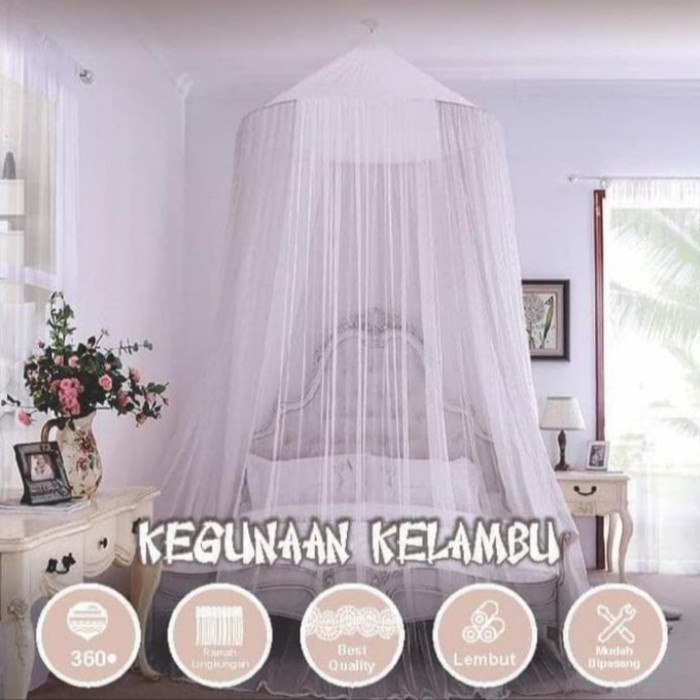 Kelambu- Kelambu Gantung Bulat Anti Nyamuk Besar Gorden Tirai Kamar Tidur Lipat - Ungu -Kelambu.