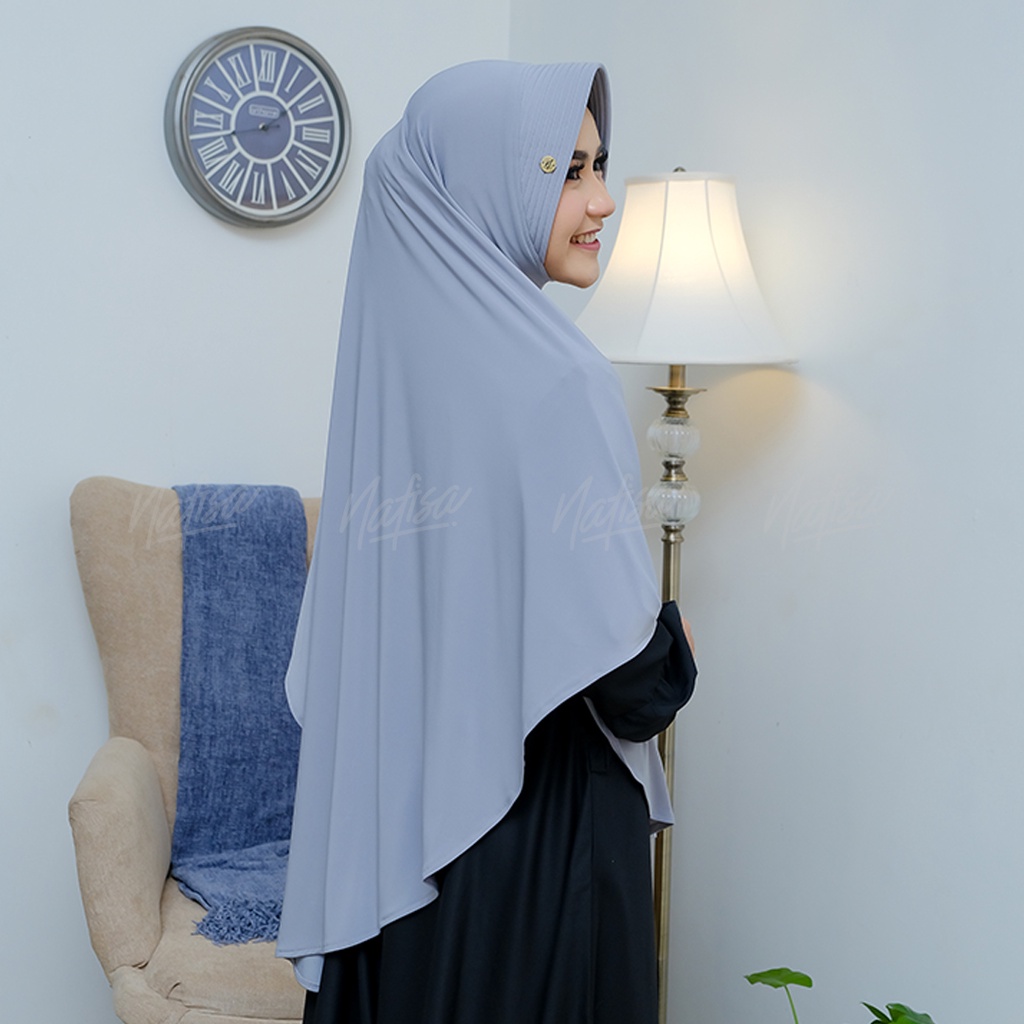 Jilbab Instan Bergo Syar'i Nafisa RETANIA | Kerudung Bergo Pad Kecil Hijab Instan Jumbo Polos Nafisa Original-5