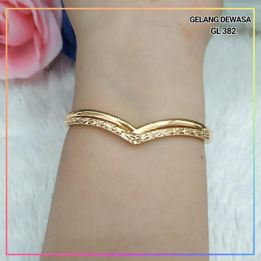 Gelang xuping gelang bangle fuji polos ukir mewah perhiasan lapis emas GL 382