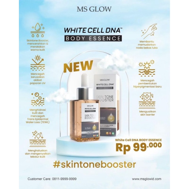 Jual MS GLOW WHITECELL DNA BODY ESSENCE / MS GLOW SKIN BOOSTER / MS GLOW BODY SERUM Shopee
