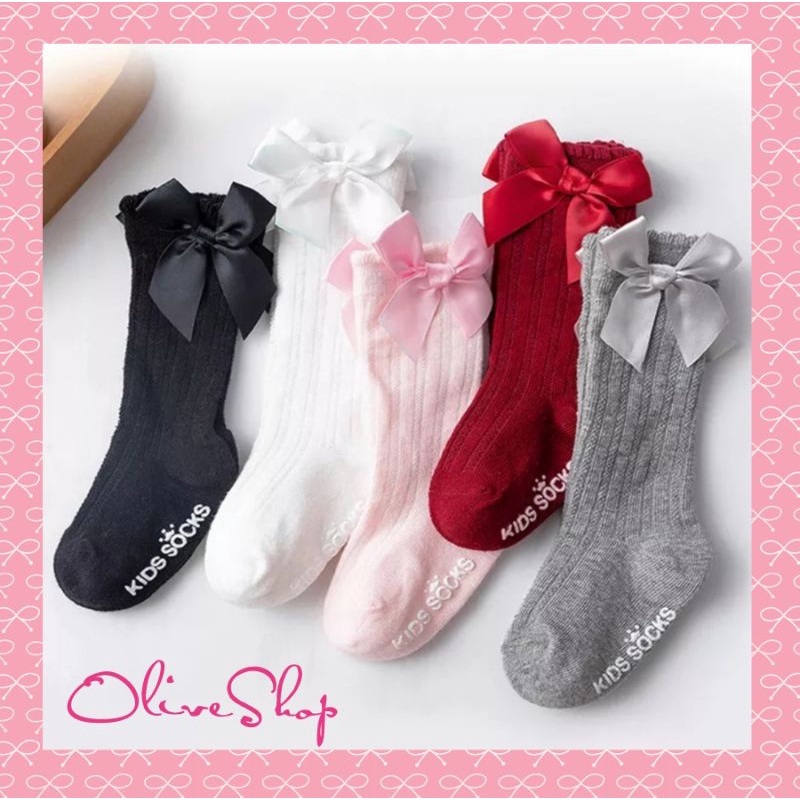 OliveShop ❤️ Kaos Kaki Bayi Anak Panjang Pita Princess Mewah