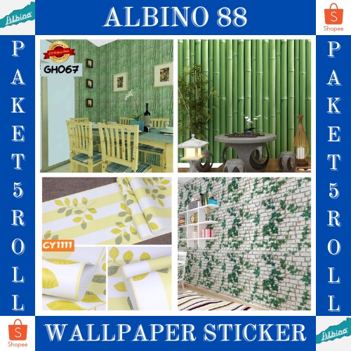 Murah Paket 5 Roll Wallpaper Dinding / Stiker Dinding Anti Air / Walpaper Dinding Kamar Tidur Motif