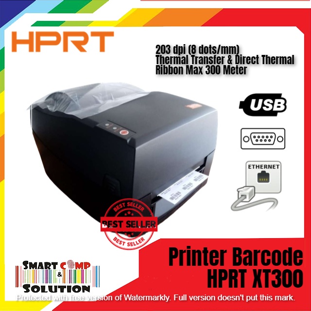 Printer Label Stiker Barcode HPRT XT300 Port USB Serial LAN - XT-300