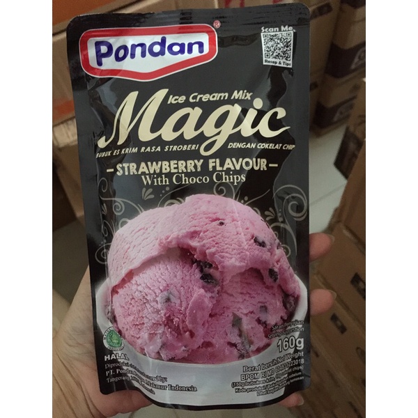 Pondan Ice Cream Magic bubuk es krim Strawberry Choco Chips 160gr