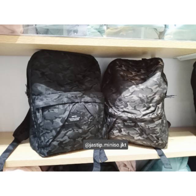 MINISO 🆕 - TAS RANSEL KAMUFLASE KANVAS (45x30x15cm)