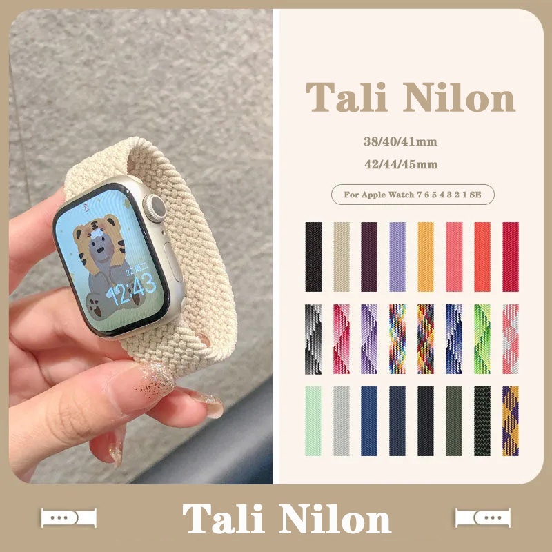 Elastic Woven Nylon Strap for Apple Watch 7 6 5 4 3 2 1 SE Watchband for iWatch 38mm 42mm 40mm 44mm 41mm 45mm Z36/DT7/S7PRO