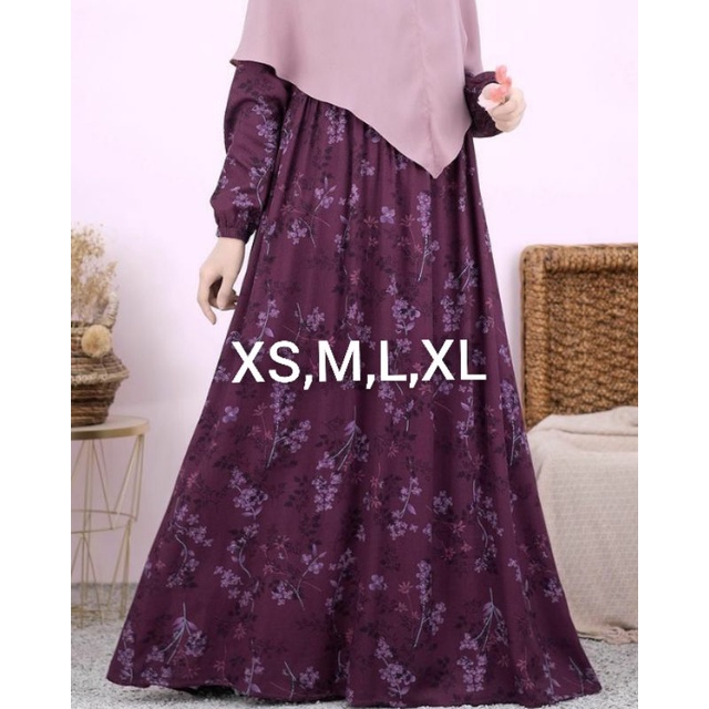 ‼siap kirim‼sarah dress- winter Floral Dark Cherry by Atelier Angelina