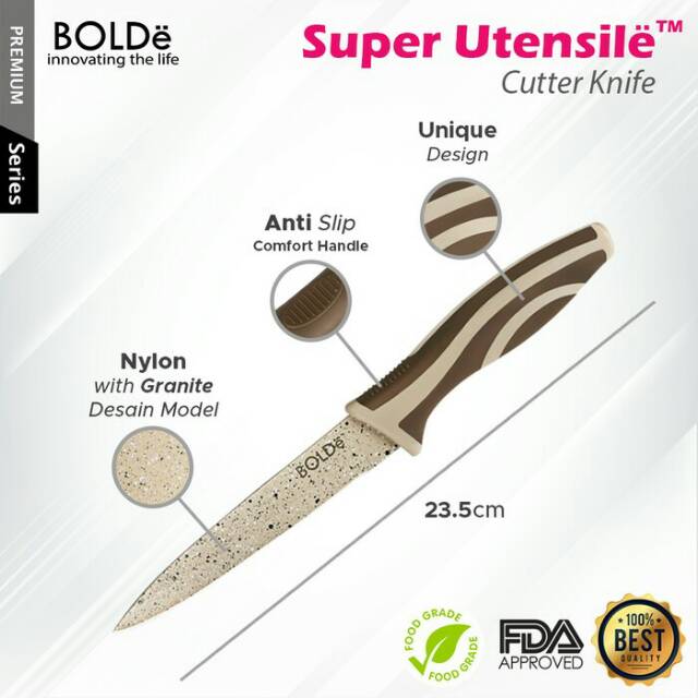 Pisau set BOLDe 3 + 1 gunting utensil original granite style