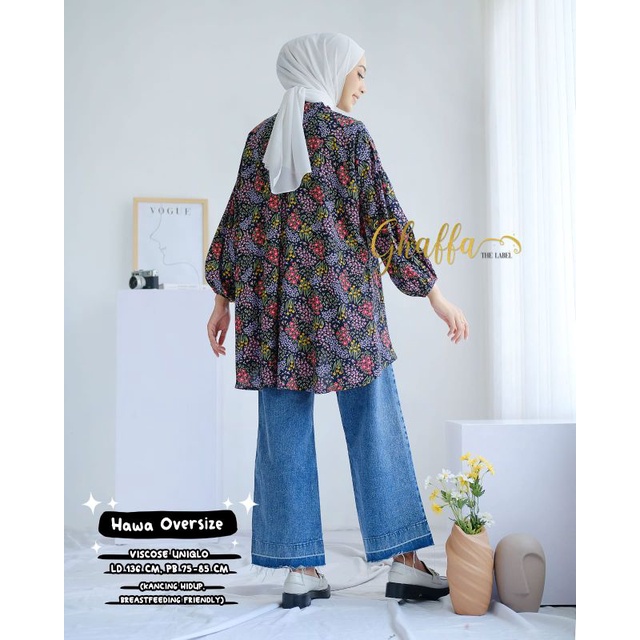 HAWA OVERSIZE BY GHAFFA THE LABEL (BLOUSE MOTIF) Blouse muslimah rekomeded