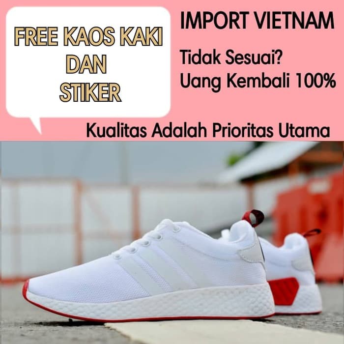 SEPATU OLAHRAGA SENAM ZUMBA ADIDAS NMD R2 IMPORT VIETNAM - Putih, 37