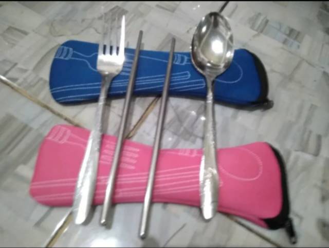 Sendok Garpu Sumpit Set Stainless Korean Style Murah