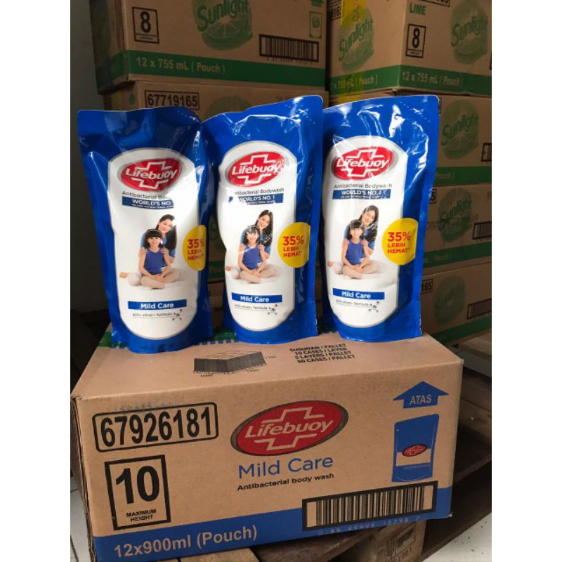 Sabun Lifebuoy Sabun Mandi Cair Mild Care 900 Ml - Sabun Mandi Cair Antibakteri Refill