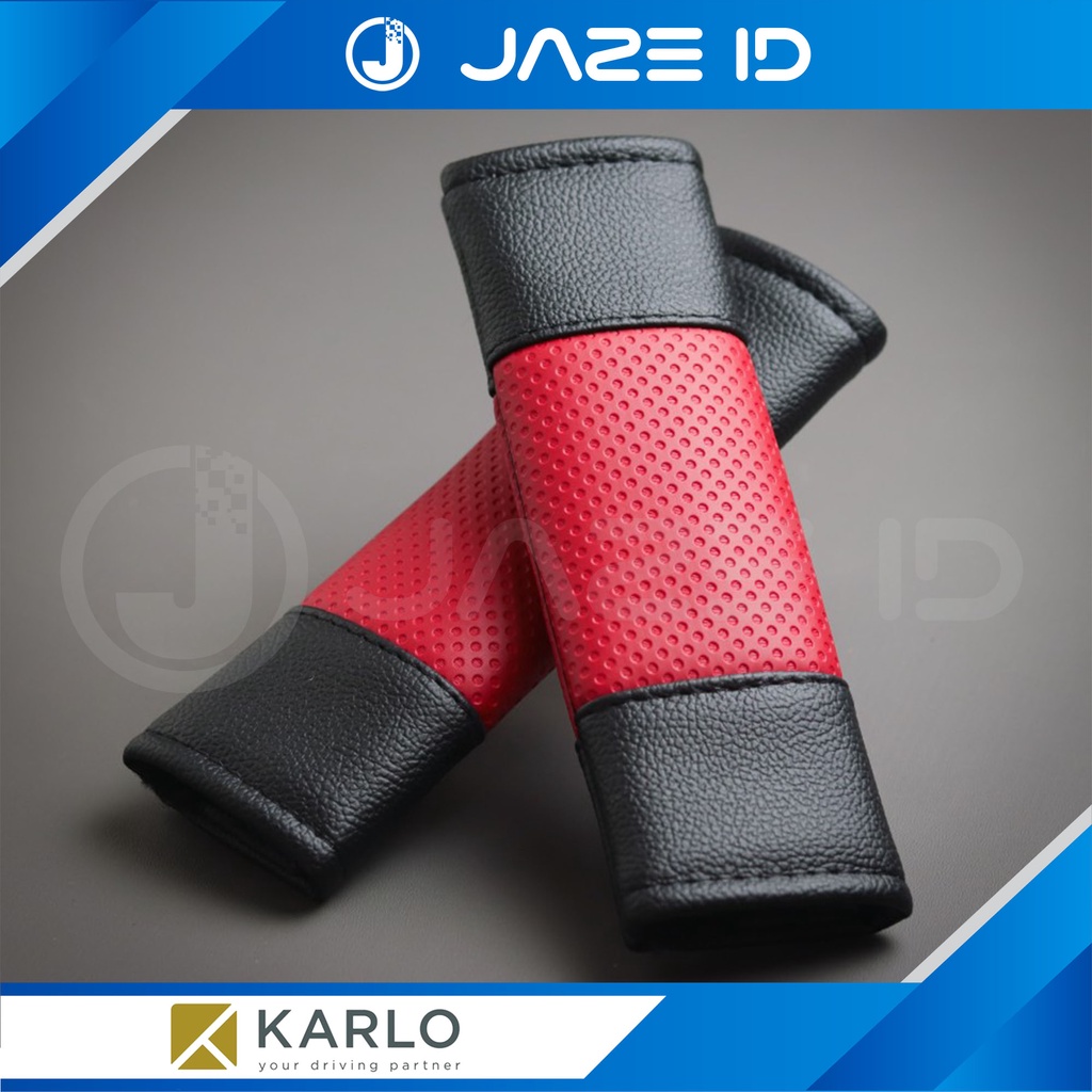 Karlo Cover Seatbelt Premium Mobil Seat Belt Dot Red Merah Hitam