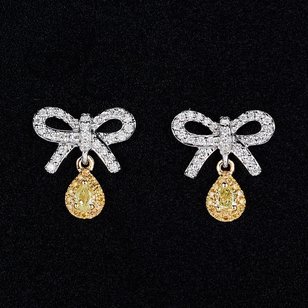 Anting Desain Water Drop Aksen Berlian Warna Pink