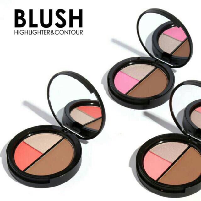 (BONUS LIPSTICK) Focallure Trio Blush On / Highlight &amp; Contour Powder FA20