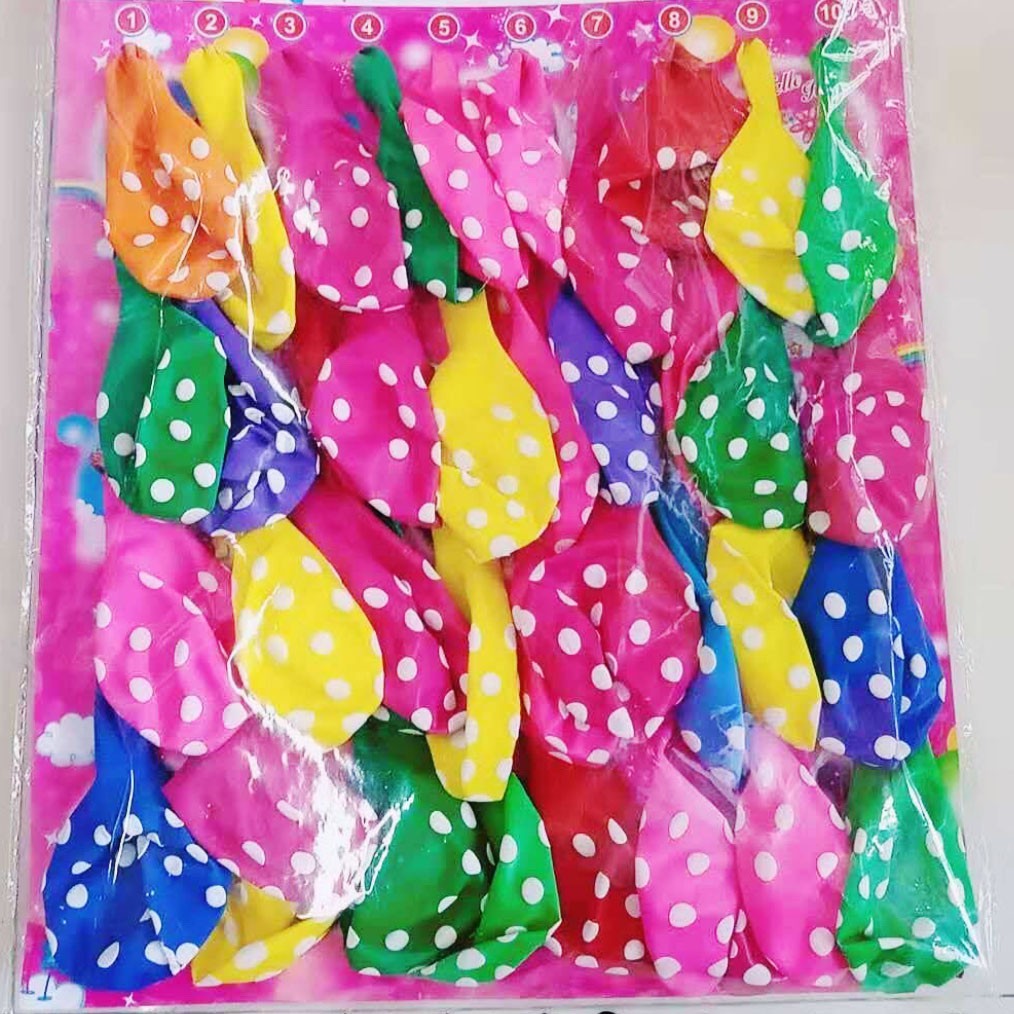 BALON LATEX GK200 POLKADOT/HAPPY BIRTHDAY MIX 10 INCH (1 PACK = 40 PCS) BALON POLKADOT MURAH