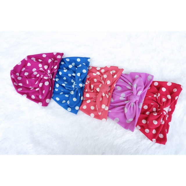 Turban Polkadot (0-3th) Bahan Jersey Lembut Melar