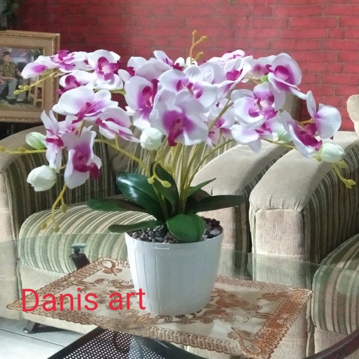 Bunga plastik/ buket anggrek jumbo/ bunga palsu/ anggrek aetificial
