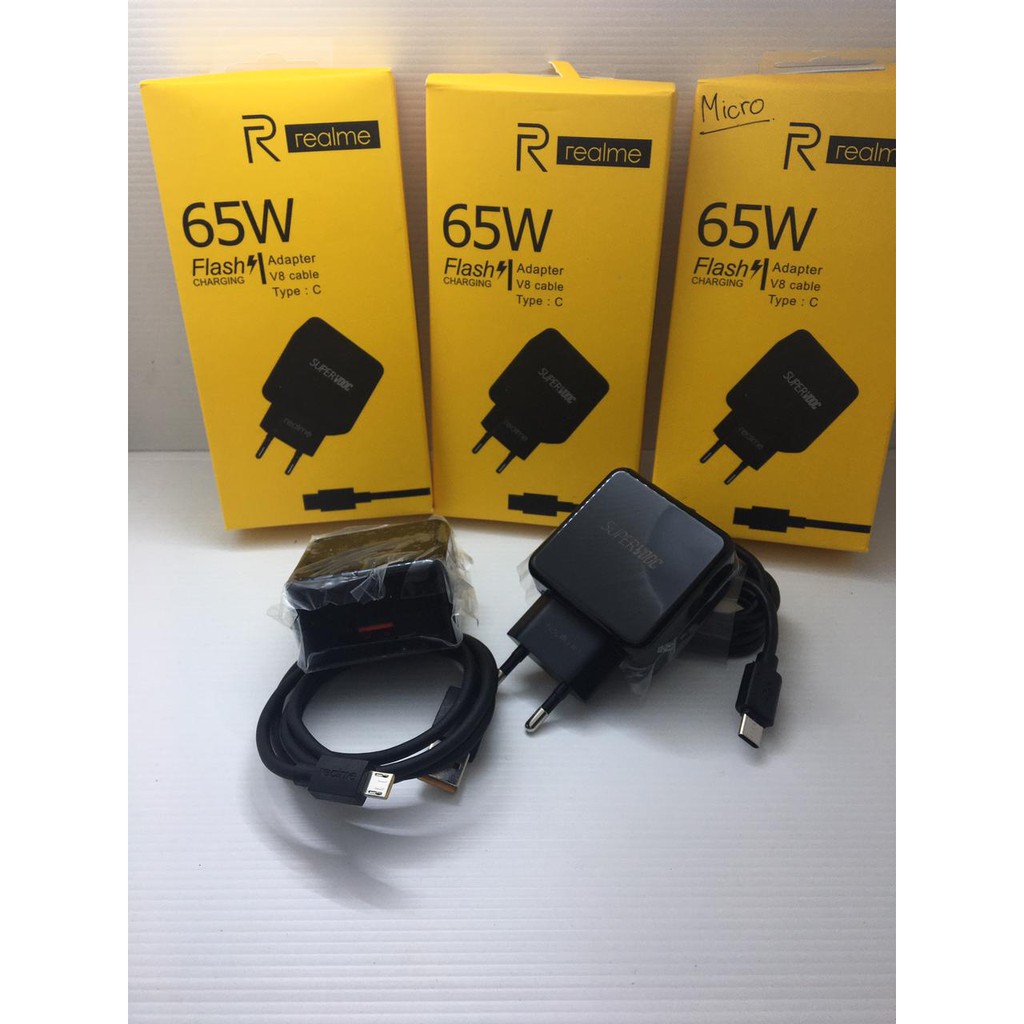 CHARGER REALME 65W SUPER VOOC ANDROID MICRO &amp; TYPE C /CASAN REALME 65W ANDROID SUPER VOOC