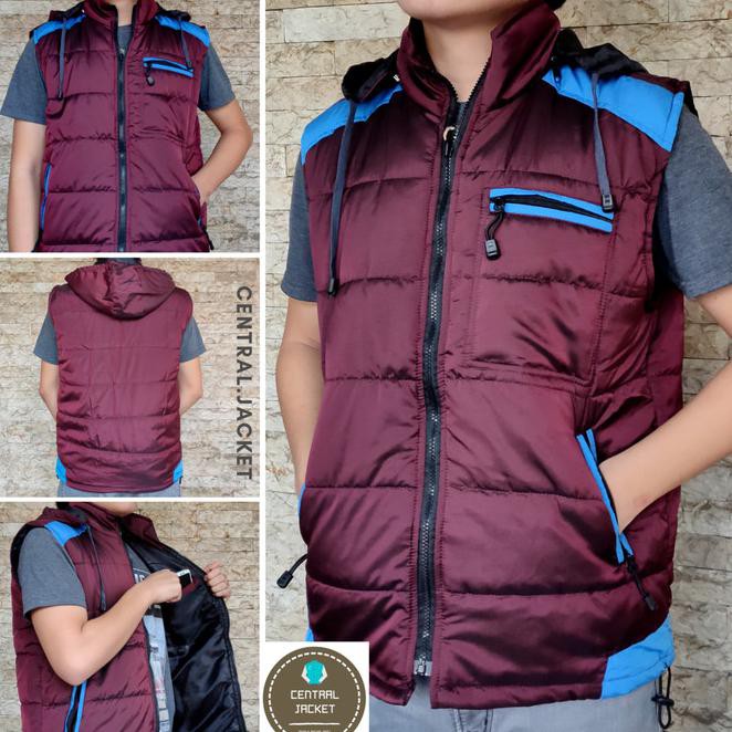 LI6W ROMPI PARASUT PRIA HOODIE WATERPROOF - JAKET ROMPI MOTOR HIGH QUALITY - BIRU DONGKER, L UJK3