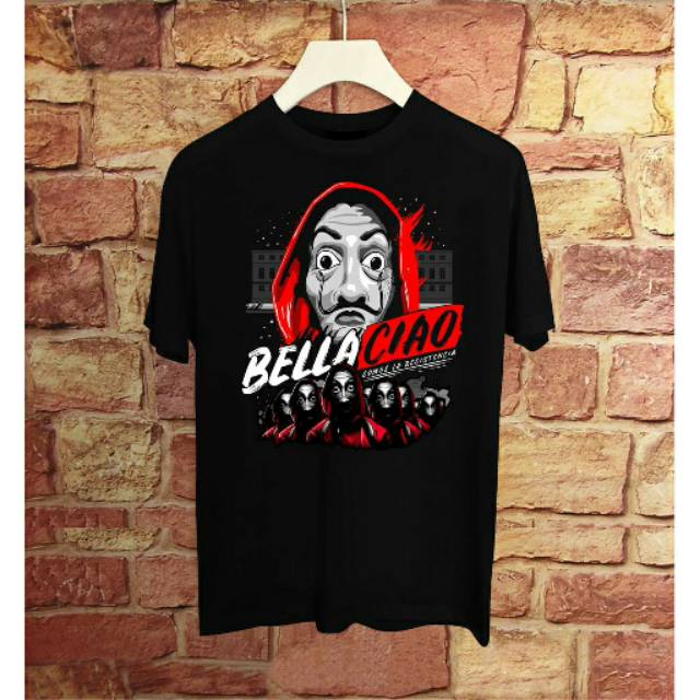 Fourfashion Kaos Pria Kaos Distro BELLA CIAO Black FN178