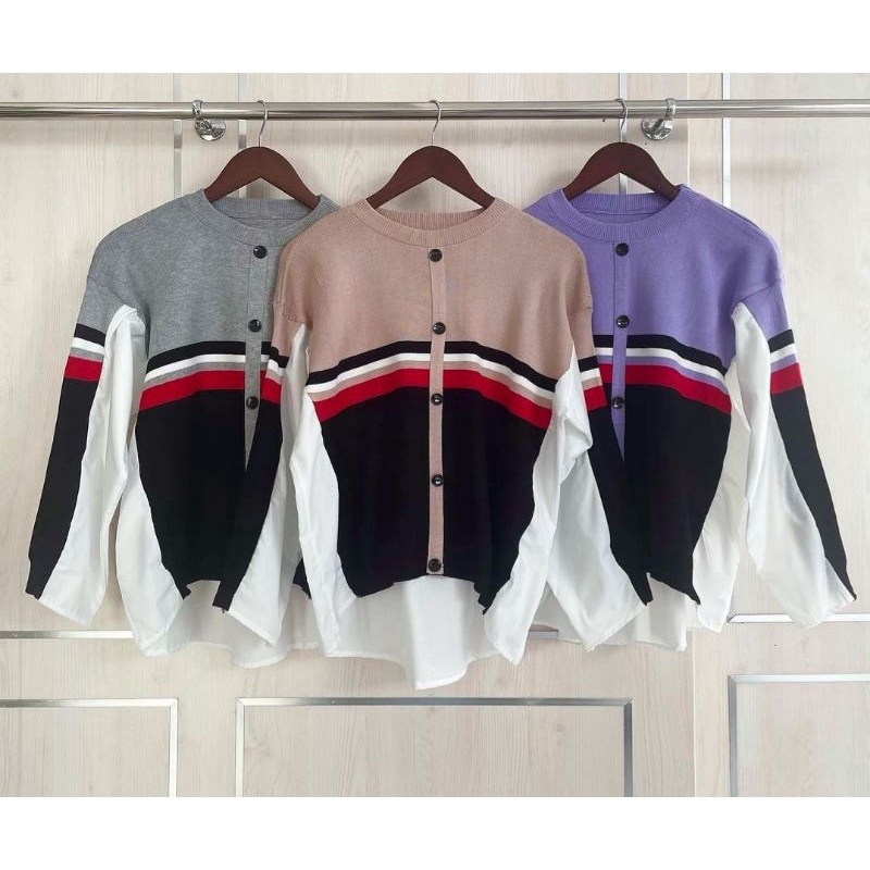 Kemeja Nagita Katun Mix Rajut Import Premium