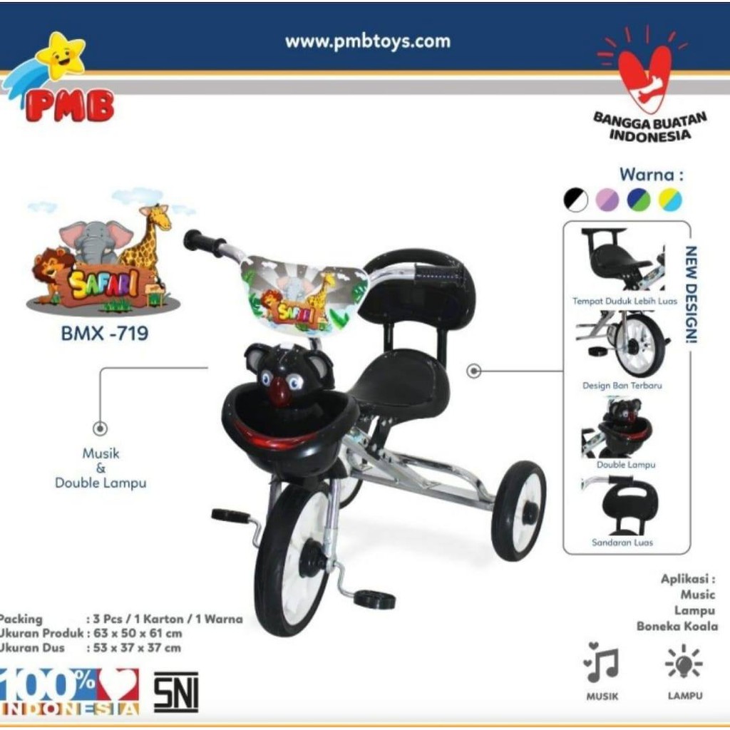 Sepeda Anak Roda Tiga Seri Bmx-719 PMB