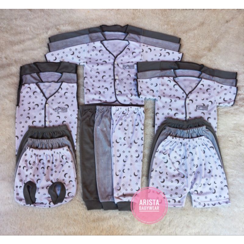 SERI ABU - Paket hemat isi 18pcs/9stel baju+celana bayi