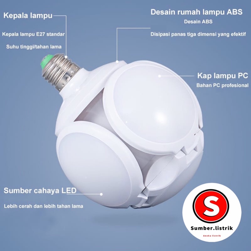 LAMPU BOHLAM LIPAT MODEL BOLA 28WATT / LAMPU FOOT BALL UFO LED 28 WATT