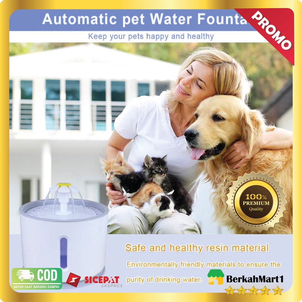 2.4L Cat Dog Flower Outlet Automatic Pet Fountain Water Dispenser Drinking Bowl Tempat Minum Kucing Original