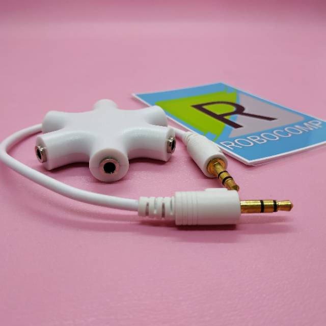 Pembagi Suara 5 Female Audio Earphone 3.5mm Jack Splitter Adapter 6 Way Ports