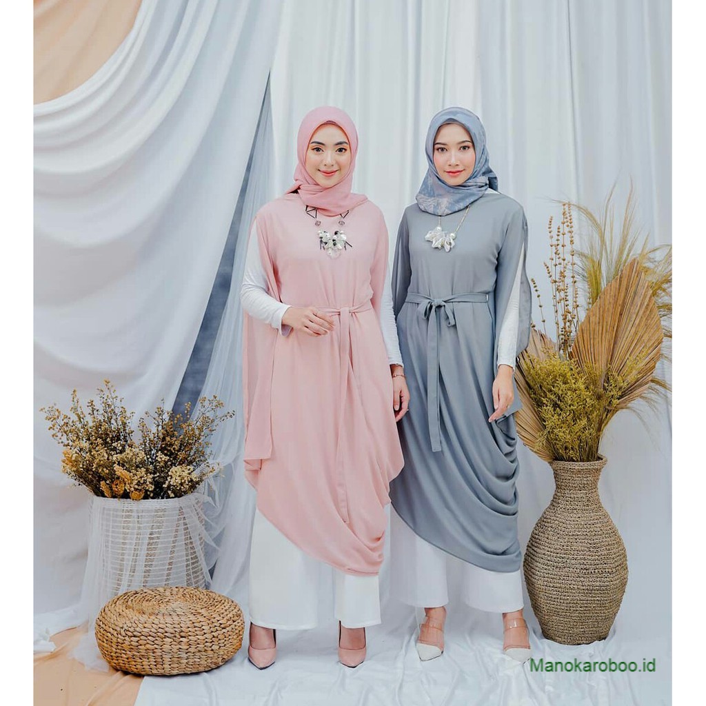 Gamis Terbaru/  Amora Long Tunik  Tunik Muslim Bahan Moscrepe  Outfit Casual Hijab  Tunica
