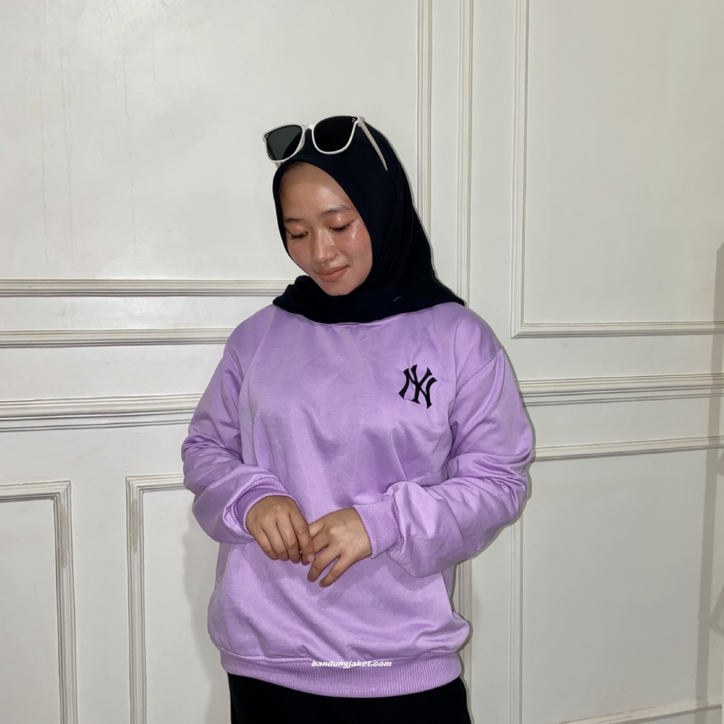 NY SWEATER CRAWNECK ZUMBO Size || SWEATSHIRT BASIC NY LOGO NY BORDIR PRIA DAN WANITA Sz M - XXL II 17 WARNA