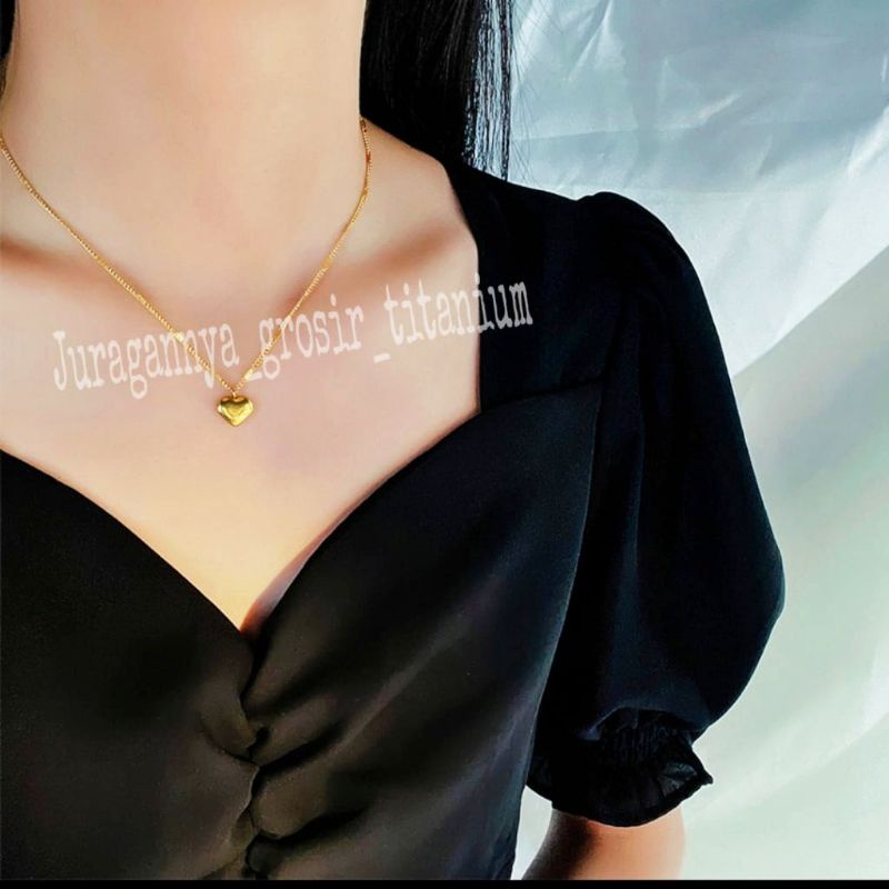 Kalung Titanium rantai gepeng Alus spasi JGT02 perhiasan fashion Korea anti karat&amp;anti luntur